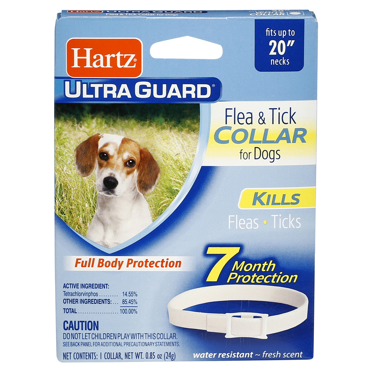 slide 1 of 1, Hartz Ultra Guard Flea & Tick Collar For Dogs Fresh Scent White, 1 ct