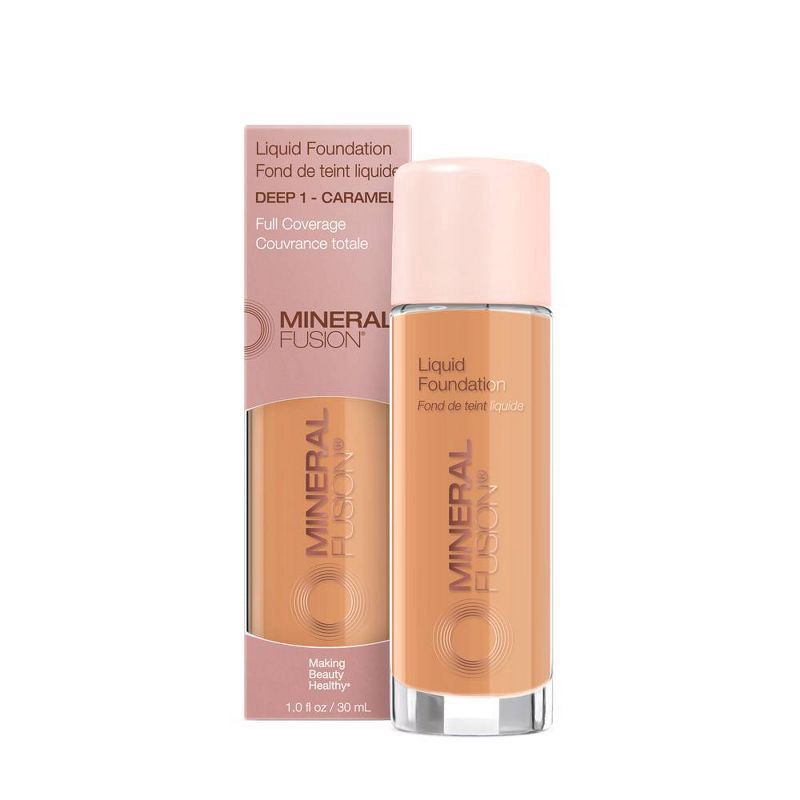 slide 1 of 6, Mineral Fusion Age-Defying Liquid Foundation - Deep 1 - Caramel - 1.0 fl oz, 1 fl oz