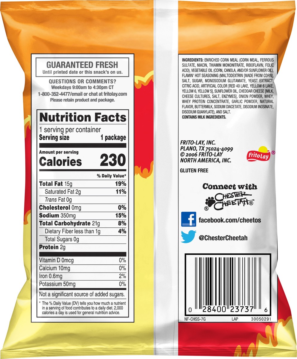 slide 5 of 5, Cheetos Crunchy Cheese Flavored Snacks Flamin' Hot 1 3/8 Oz, 1.38 oz