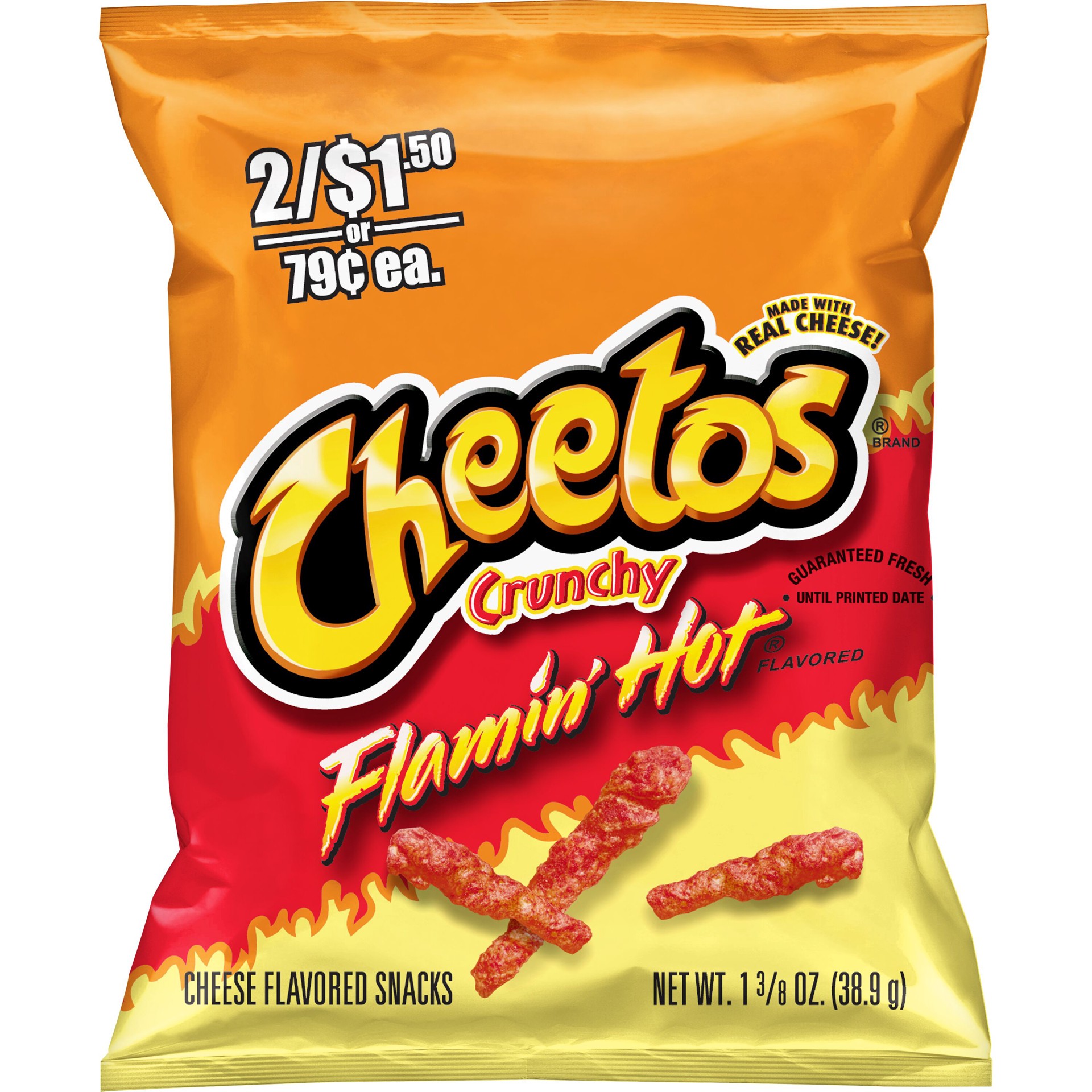 slide 1 of 5, Cheetos Crunchy Cheese Flavored Snacks Flamin' Hot 1 3/8 Oz, 1.38 oz