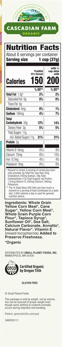 slide 7 of 9, Cascadian Farm Organic Fruitful O's Cereal, Gluten Free, 10.2 oz., 10.2 oz