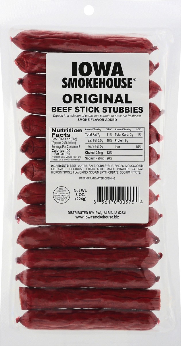 slide 2 of 12, Iowa Smokehouse Original Beef Stick Stubbies 8 oz, 8 oz