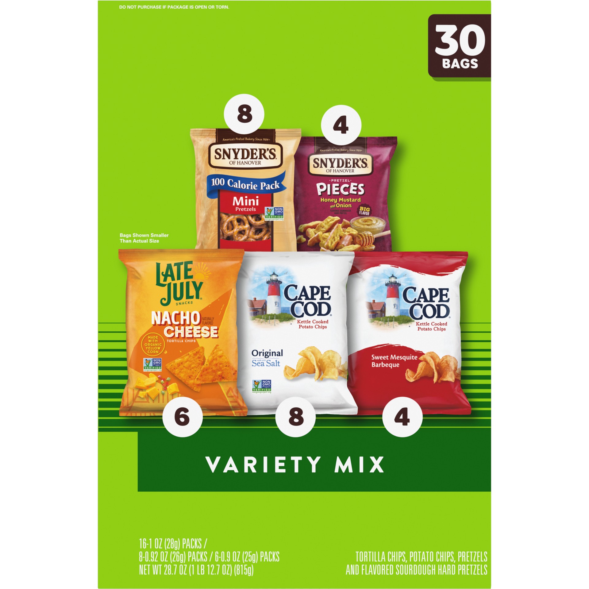 slide 4 of 6, Snyder's of Hanover Snacks Variety Pack, 28.700 oz