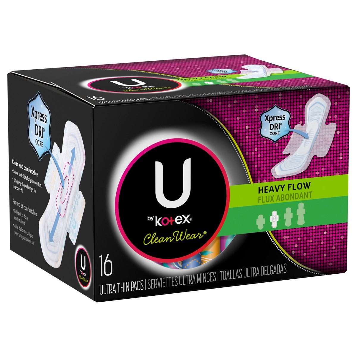 slide 9 of 9, U by Kotex Clean Wear Heavy Flow Ultra Thin Pads 16 ea, 16 ct