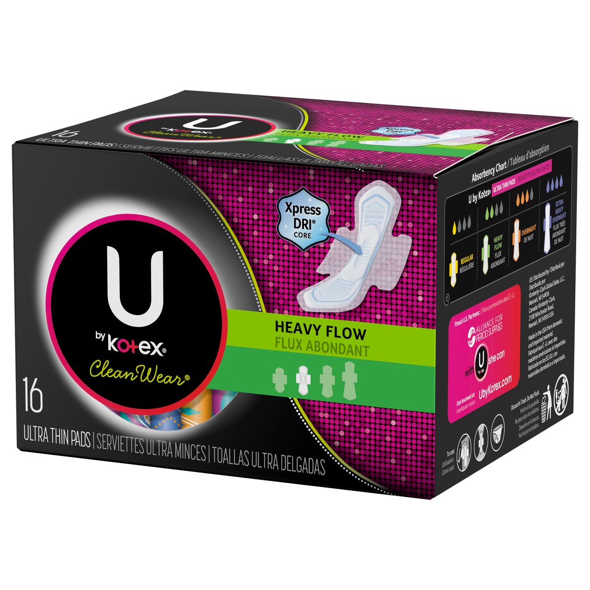 slide 6 of 9, U by Kotex Clean Wear Heavy Flow Ultra Thin Pads 16 ea, 16 ct