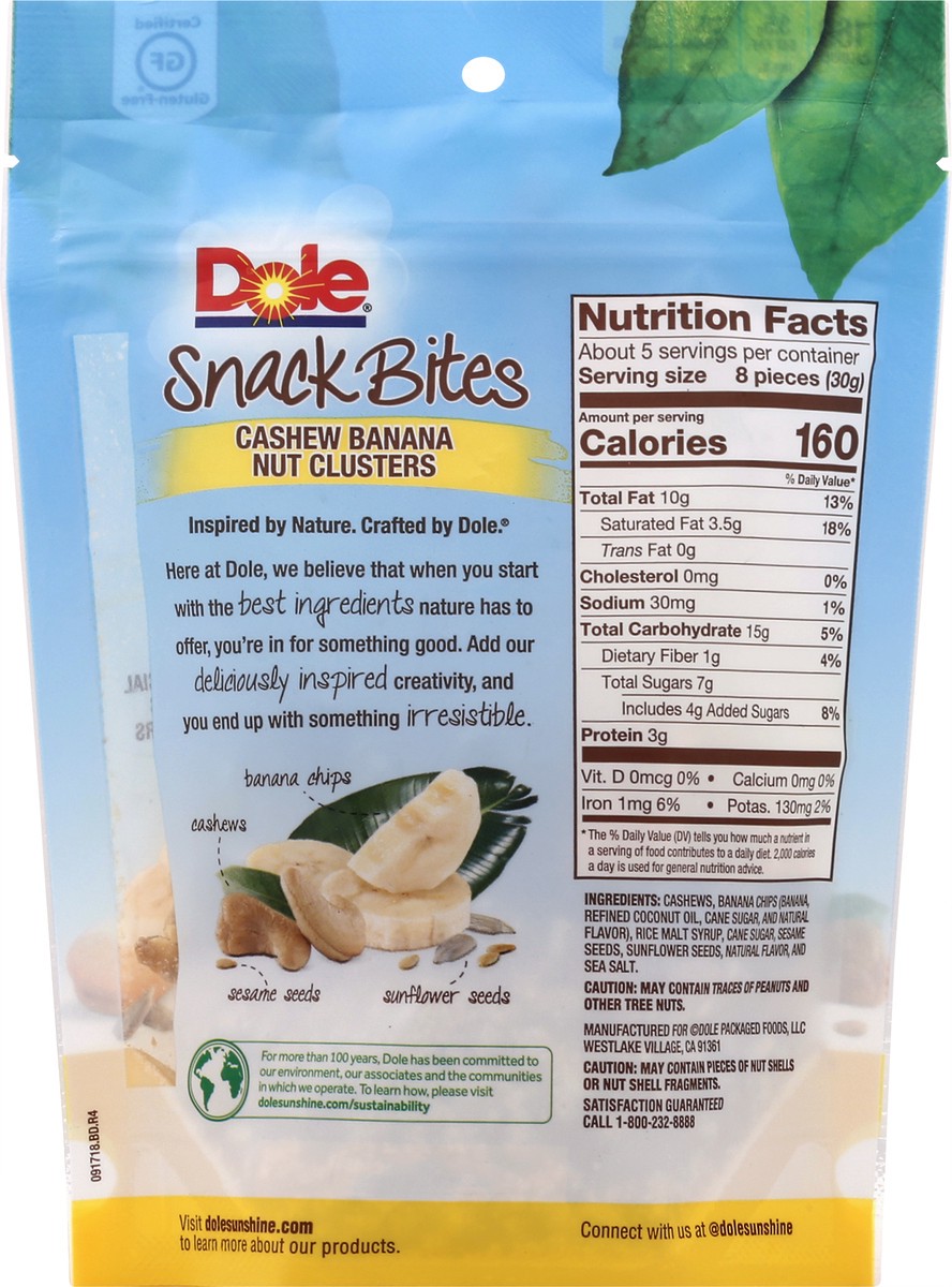 slide 10 of 12, Dole Gluten Free Cashew Banana Nut Clusters Snack Bites 5 oz, 5 oz