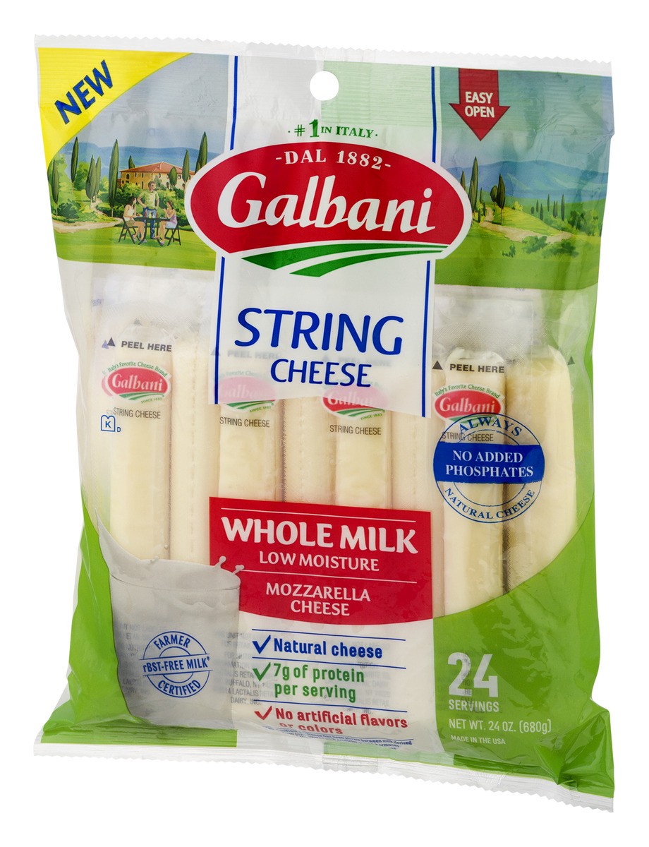 slide 7 of 11, Galbani Whole Milk Low Moisture Mozzarella String Cheese - 24 oz, 24 oz