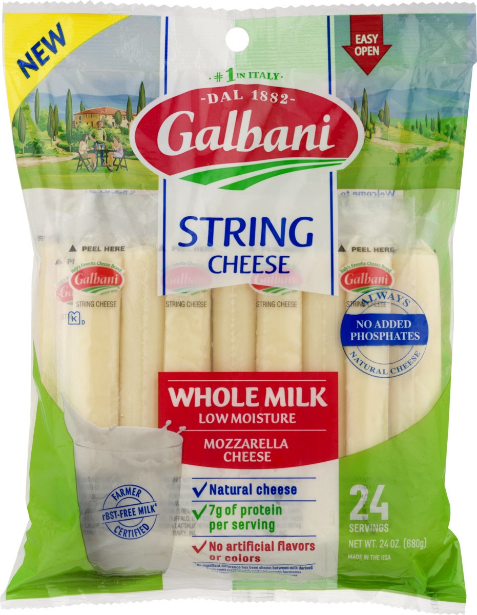 slide 10 of 11, Galbani Whole Milk Low Moisture Mozzarella String Cheese - 24 oz, 24 oz