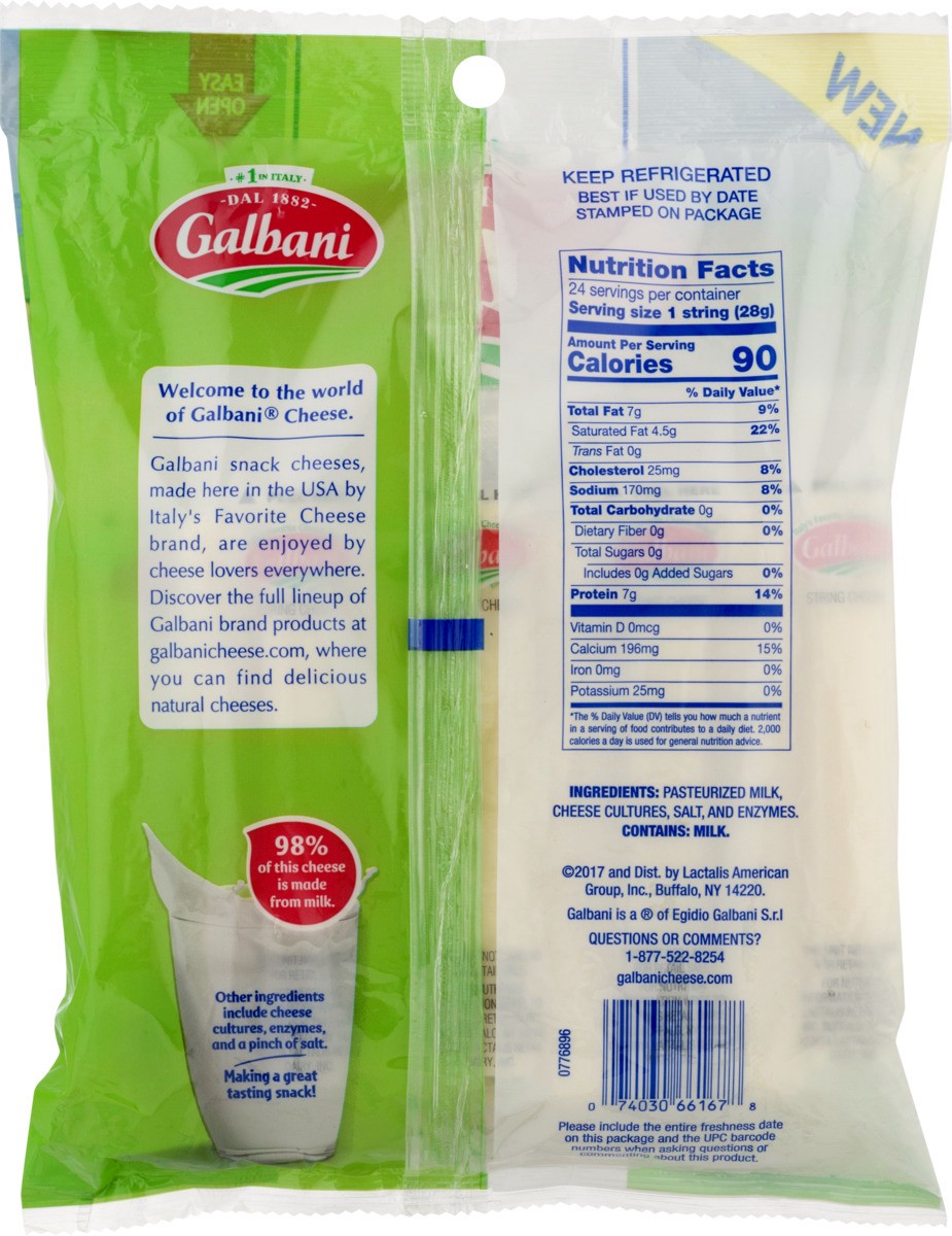 slide 8 of 11, Galbani Whole Milk Low Moisture Mozzarella String Cheese - 24 oz, 24 oz