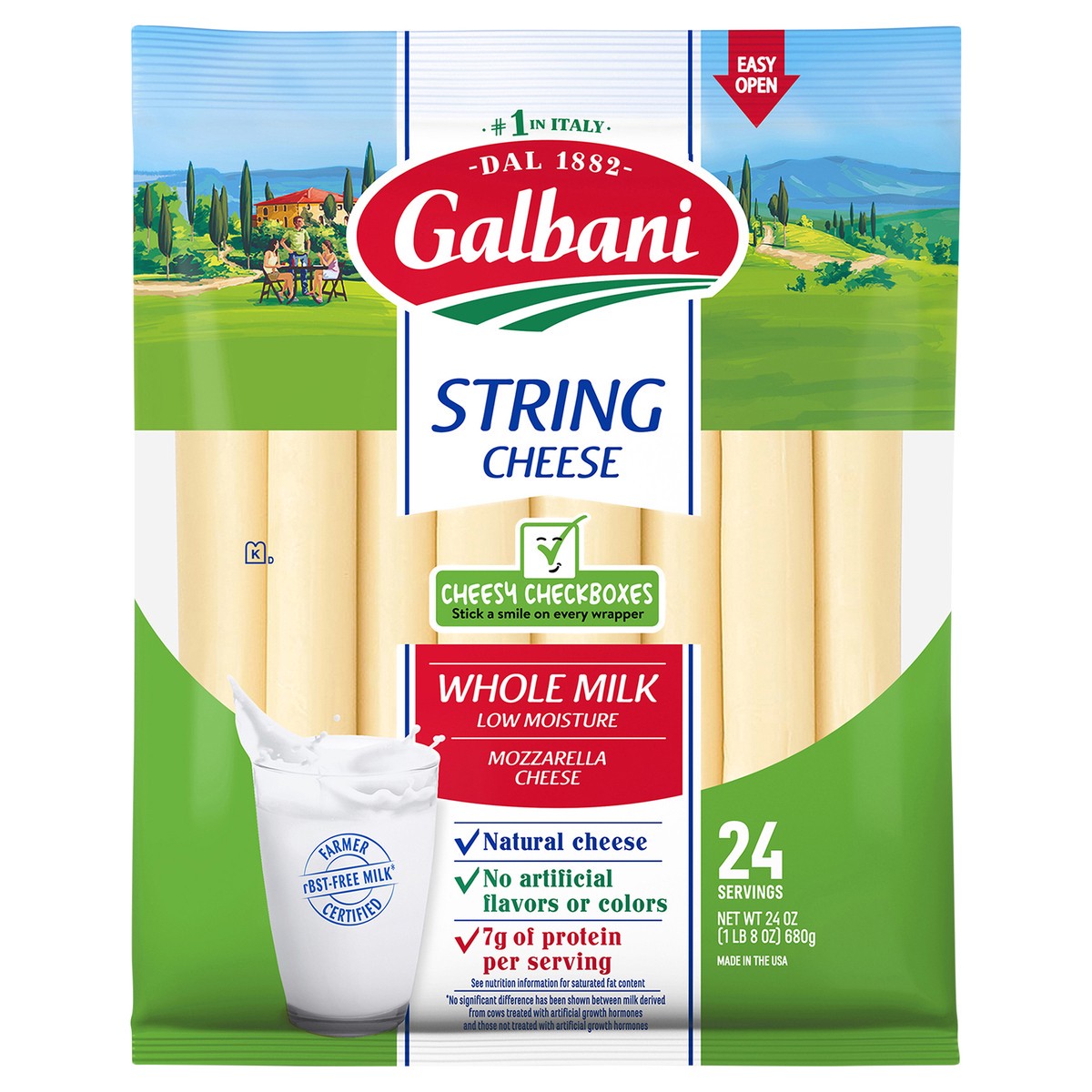 slide 1 of 11, Galbani Whole Milk Low Moisture Mozzarella String Cheese - 24 oz, 24 oz