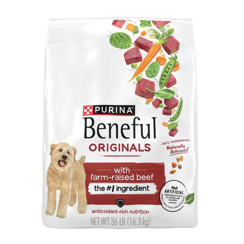 slide 1 of 7, Beneful Purina Beneful Originals With Farm-Raised Beef Natural Dog Food Dry Recipe With Added Vitamins, Minerals and Nutrients, 36 lb
