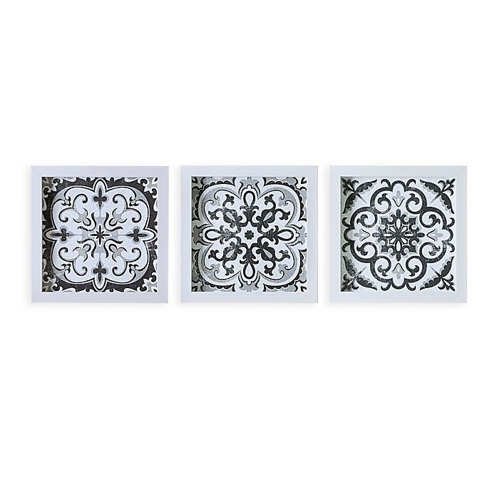 slide 1 of 9, Madison Park Abstract Tiles Shadow Box Art - Black/White, 3 ct