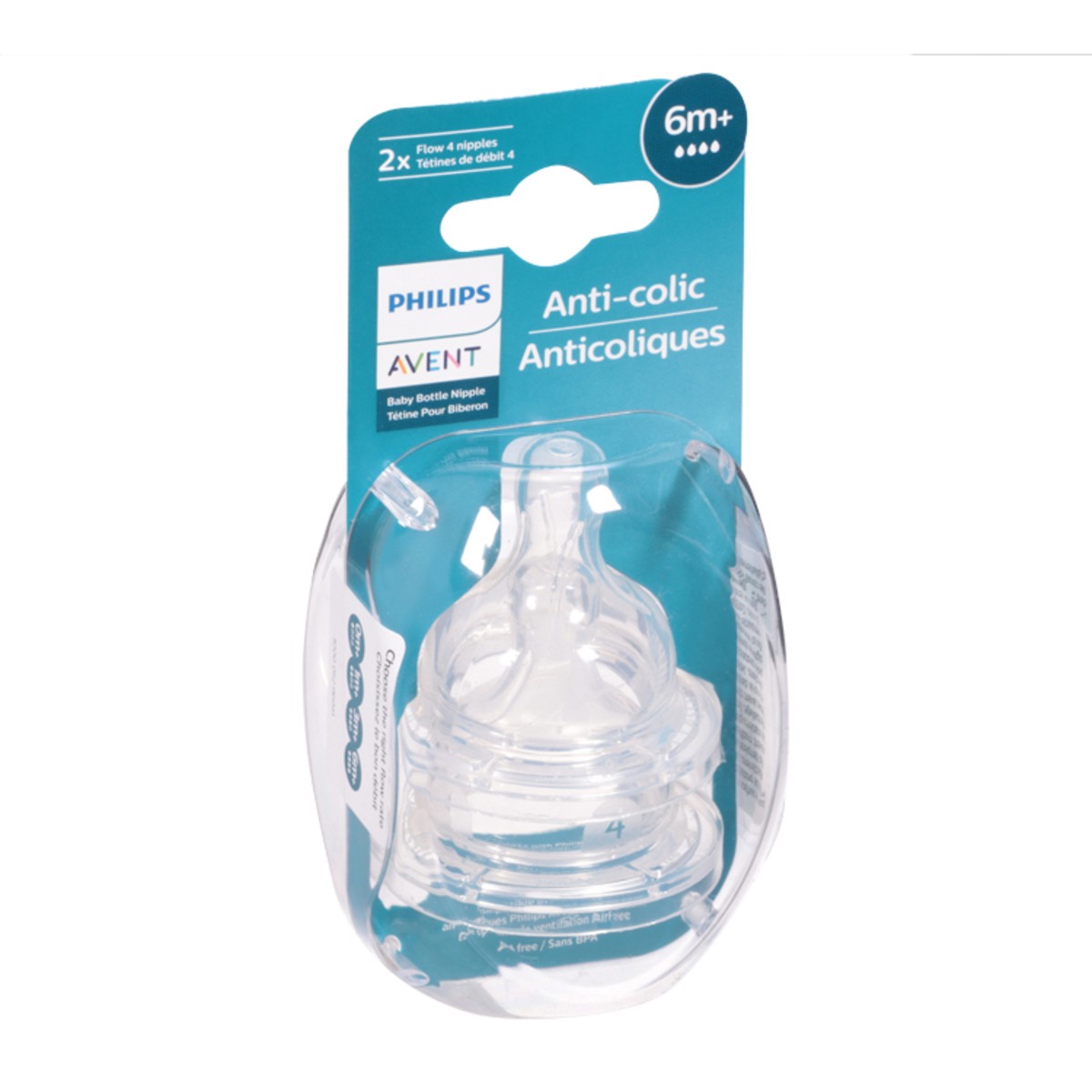 slide 3 of 9, Philips Avent Anti-colic Baby Bottle Flow 4 Nipple, 2pk, SCY764/02, 2 ct