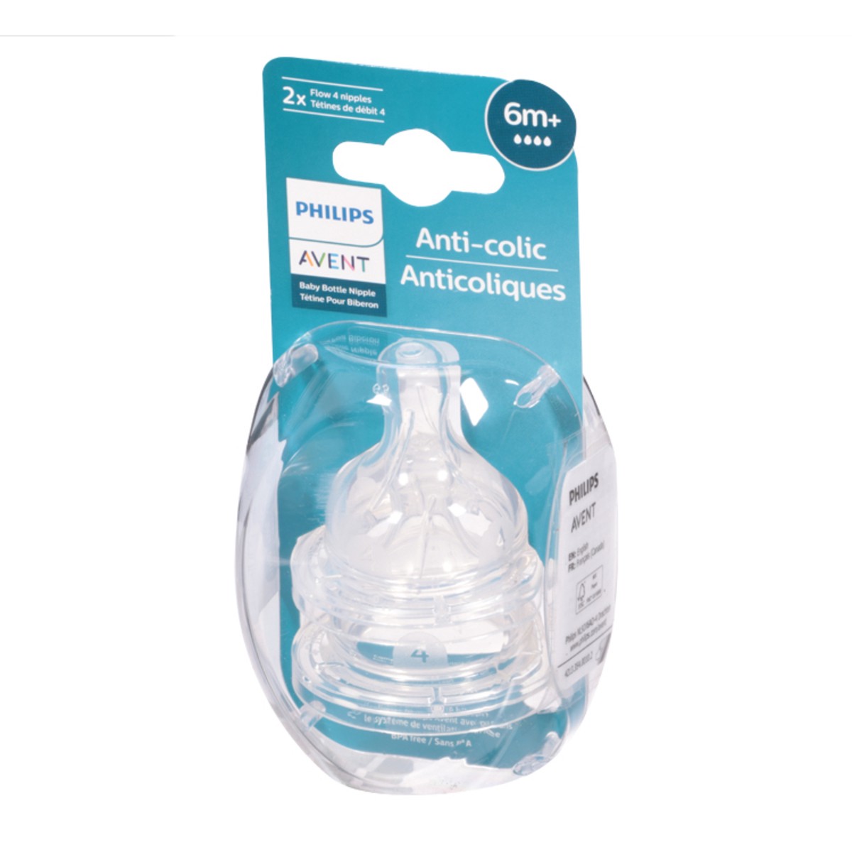 slide 8 of 9, Philips Avent Anti-colic Baby Bottle Flow 4 Nipple, 2pk, SCY764/02, 2 ct