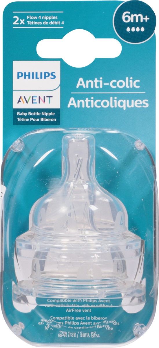slide 5 of 9, Philips Avent Anti-colic Baby Bottle Flow 4 Nipple, 2pk, SCY764/02, 2 ct