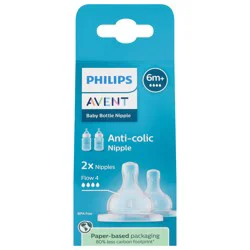 Philips Avent 6 Months+ Flow 4 Baby Bottle Nipple 2 Each