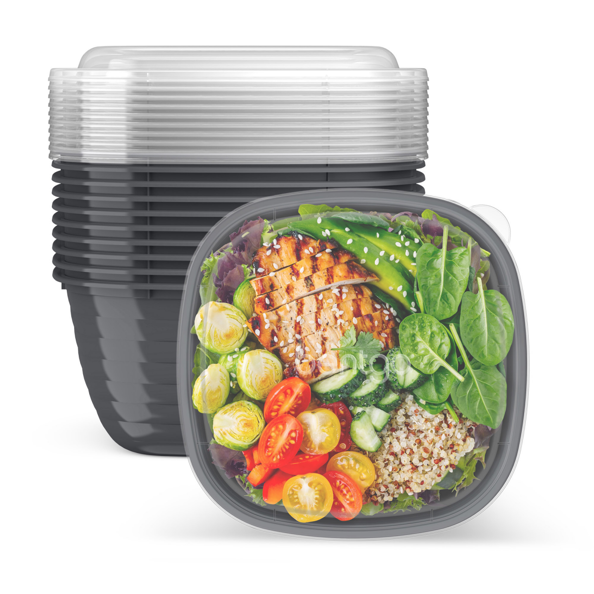 slide 1 of 5, Bentgo® Prep - 1-Compartment Bowls with Custom Fit Lids - Reusable, Microwaveable, Durable BPA-Free, Freezer and Dishwasher Safe Meal Prep Food Storage Containers - 10 Bowls & 10 Lids (Graphite), 1 ct