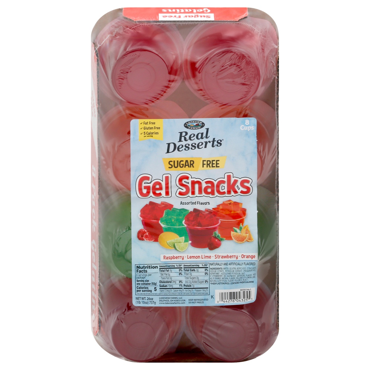 slide 1 of 1, Lakeview Farms Real Desserts Sugar Free Gelatin Snacks Multi-Flavor, 