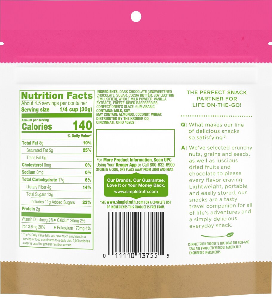 slide 2 of 2, Simple Truth Freeze-Dried Raspberries In Dark Chocolate, 5 oz