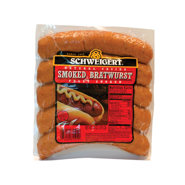 slide 1 of 1, Schweigert Smoked Bratwurst, 14 oz