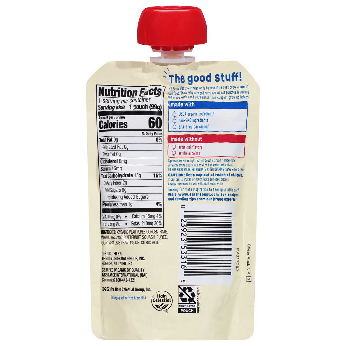 slide 3 of 11, Earth's Best Organic Ages 6m+ Pear Butternut Squash Fruit + Veggie Puree 3.5 oz, 3.50 oz