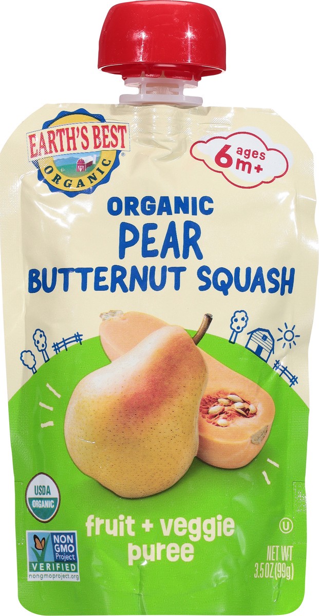 slide 5 of 11, Earth's Best Organic Ages 6m+ Pear Butternut Squash Fruit + Veggie Puree 3.5 oz, 3.50 oz