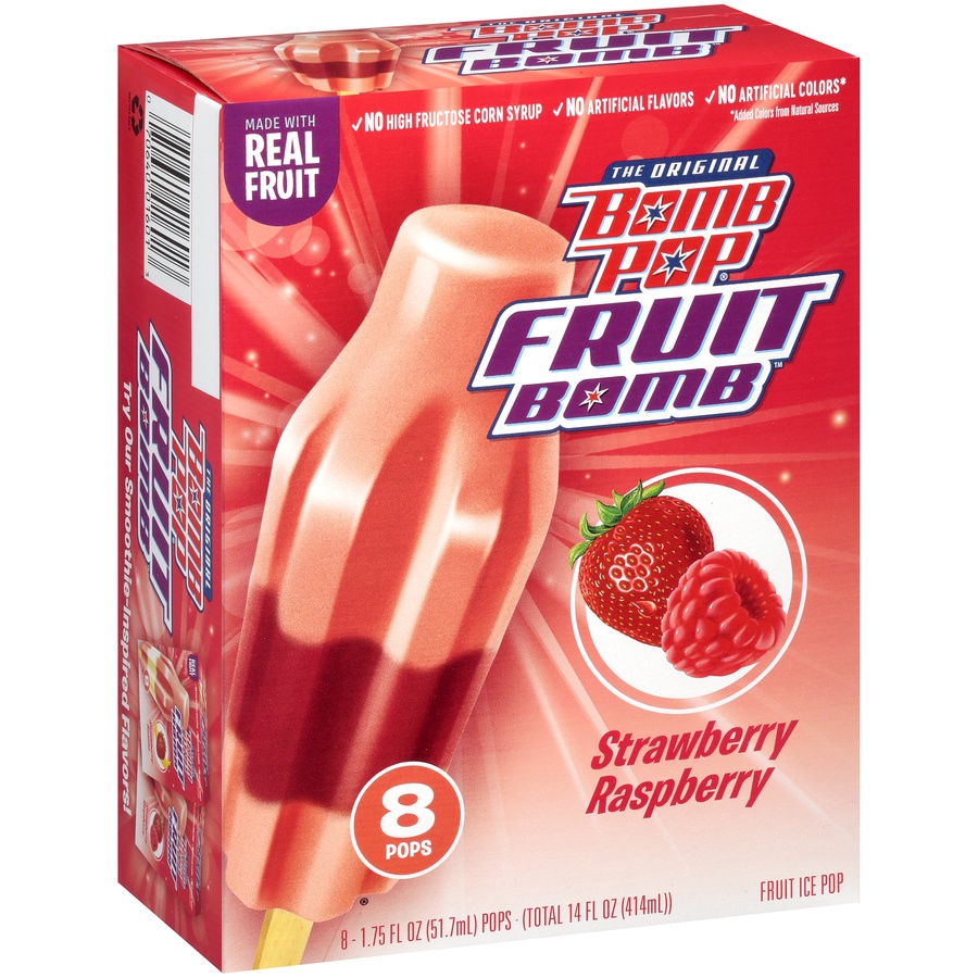 slide 3 of 9, Bomb Pop Strawberry Raspberry Fruit Ice Pop, 8 ct; 14 fl oz