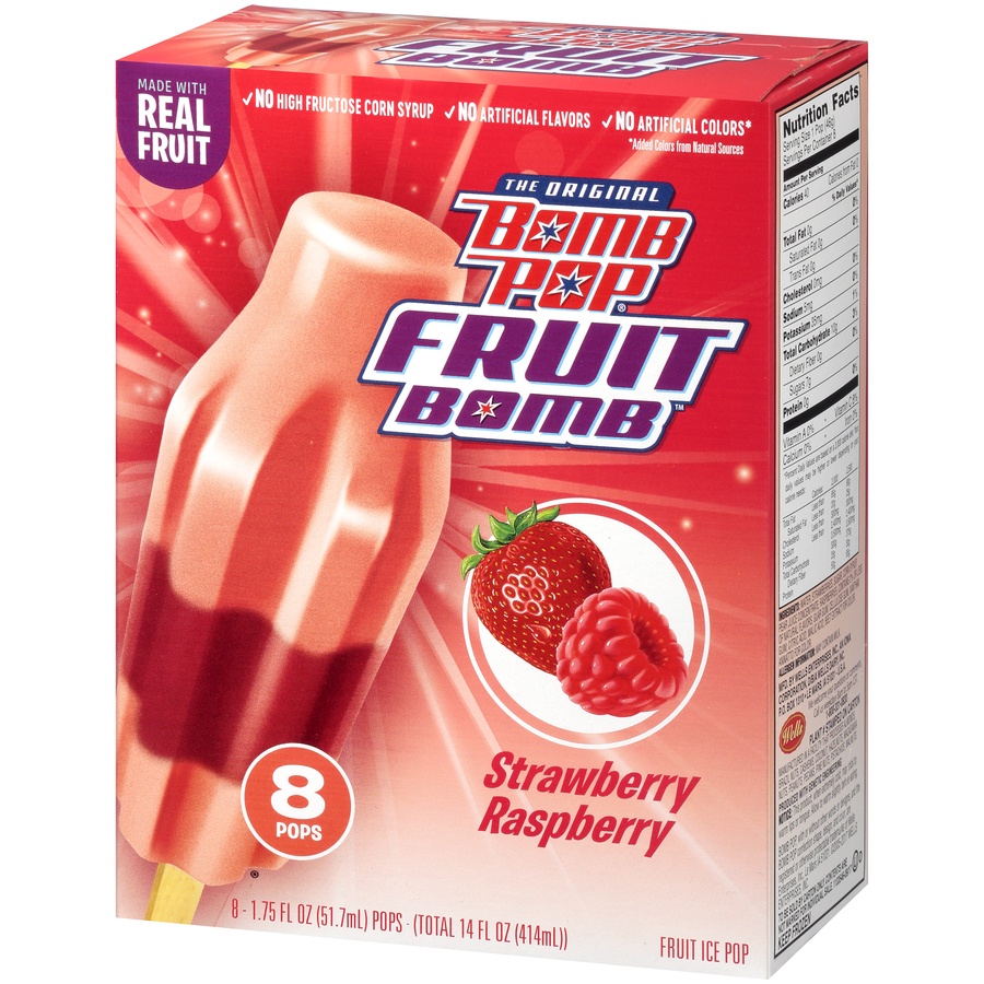 slide 4 of 9, Bomb Pop Strawberry Raspberry Fruit Ice Pop, 8 ct; 14 fl oz