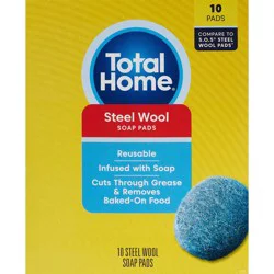 Total Home Steel Wool Soap Pads, Reusable, 10 Ct