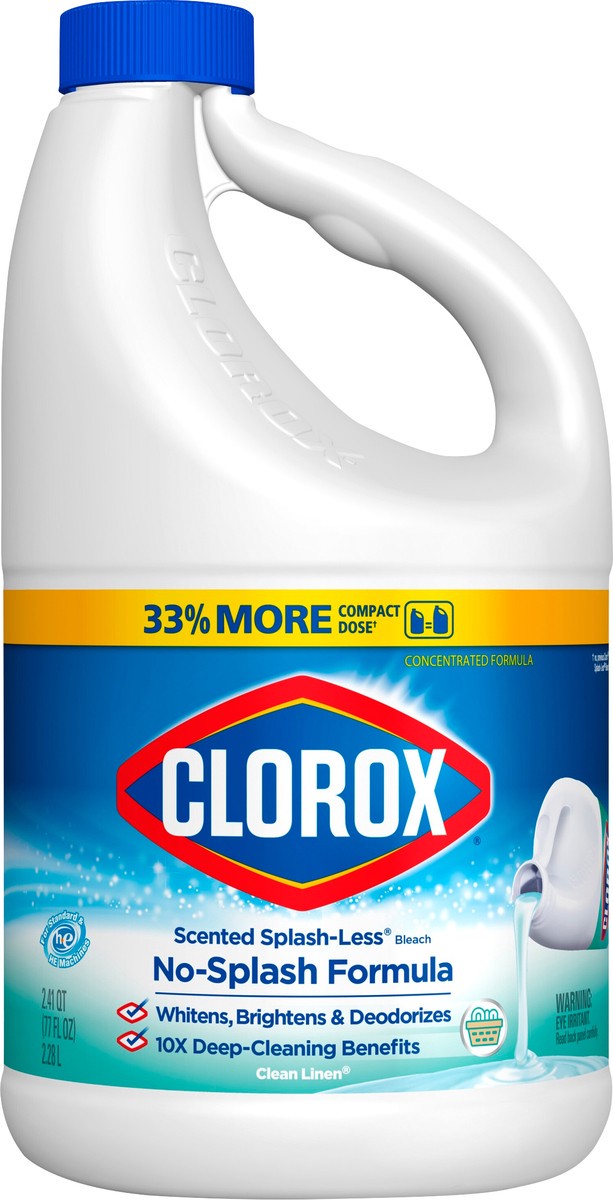 slide 4 of 4, Clorox Scented Splash-Less Clean Linen Bleach 77 fl oz, 77 fl oz