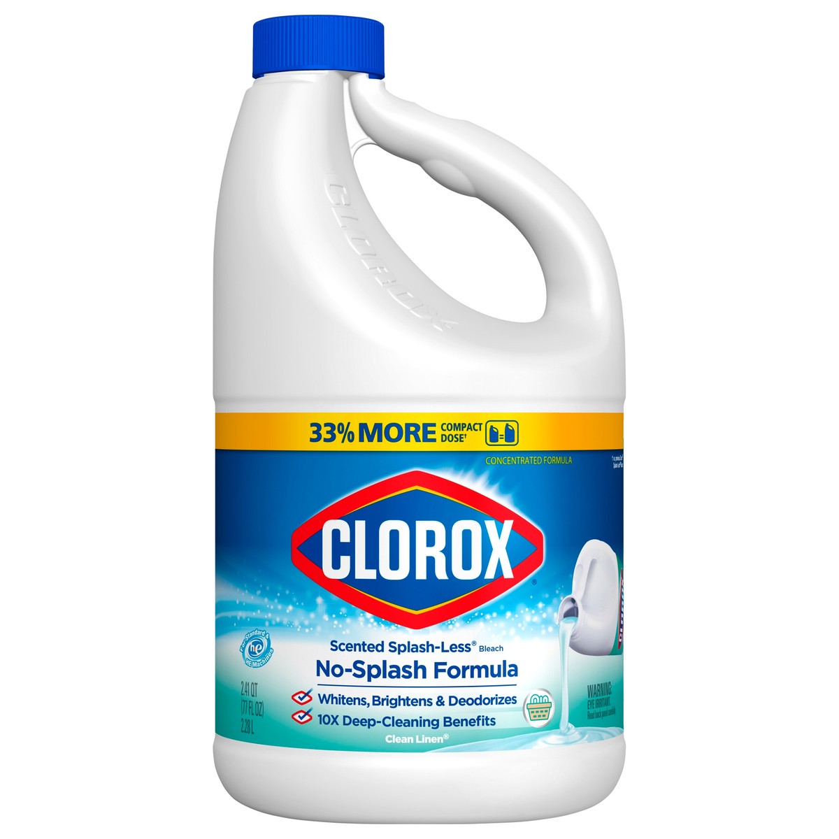 slide 1 of 4, Clorox Scented Splash-Less Clean Linen Bleach 77 fl oz, 77 fl oz