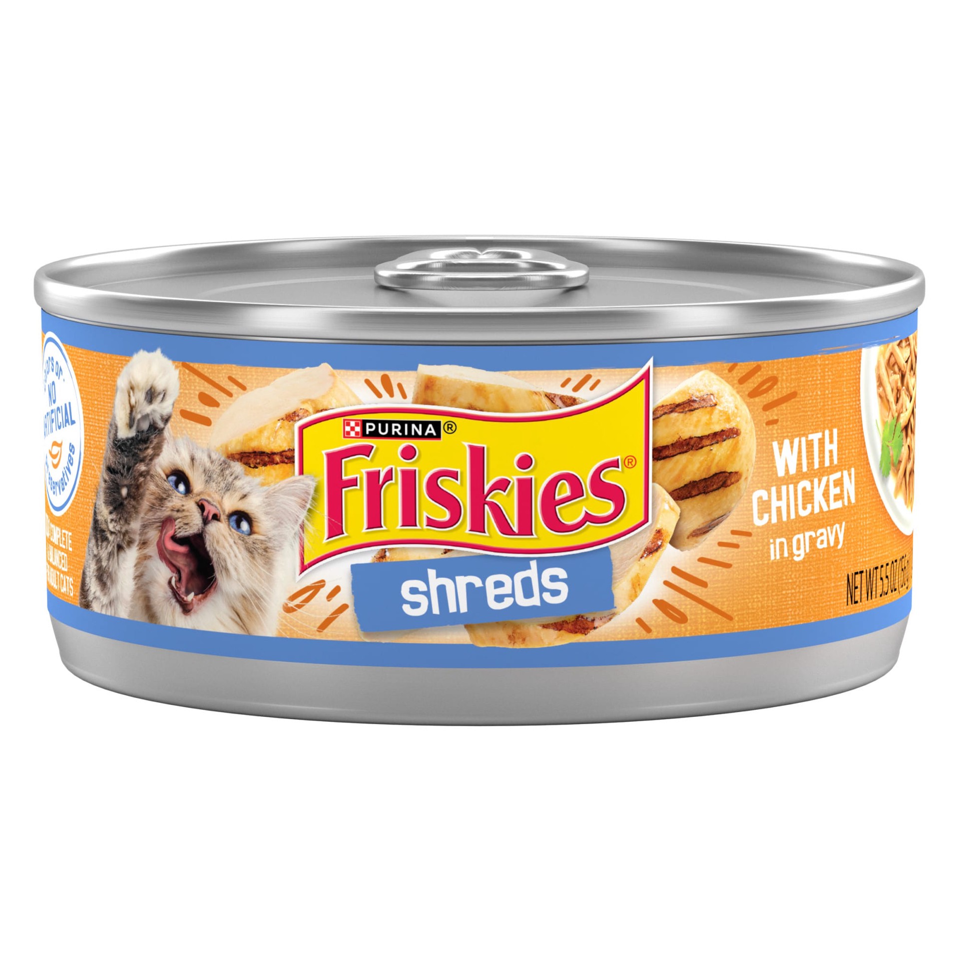 slide 1 of 7, Friskies Purina Friskies Gravy Wet Cat Food, Shreds With Chicken - 5.5 oz. Can, 5.5 oz