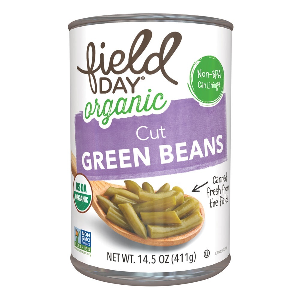 slide 1 of 1, Field Day Organic Cut Green Beans, 14.5 oz