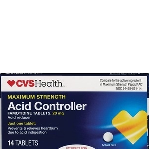slide 1 of 1, CVS Health Acid Controller Famotidine Tablets 20mg, 14 ct