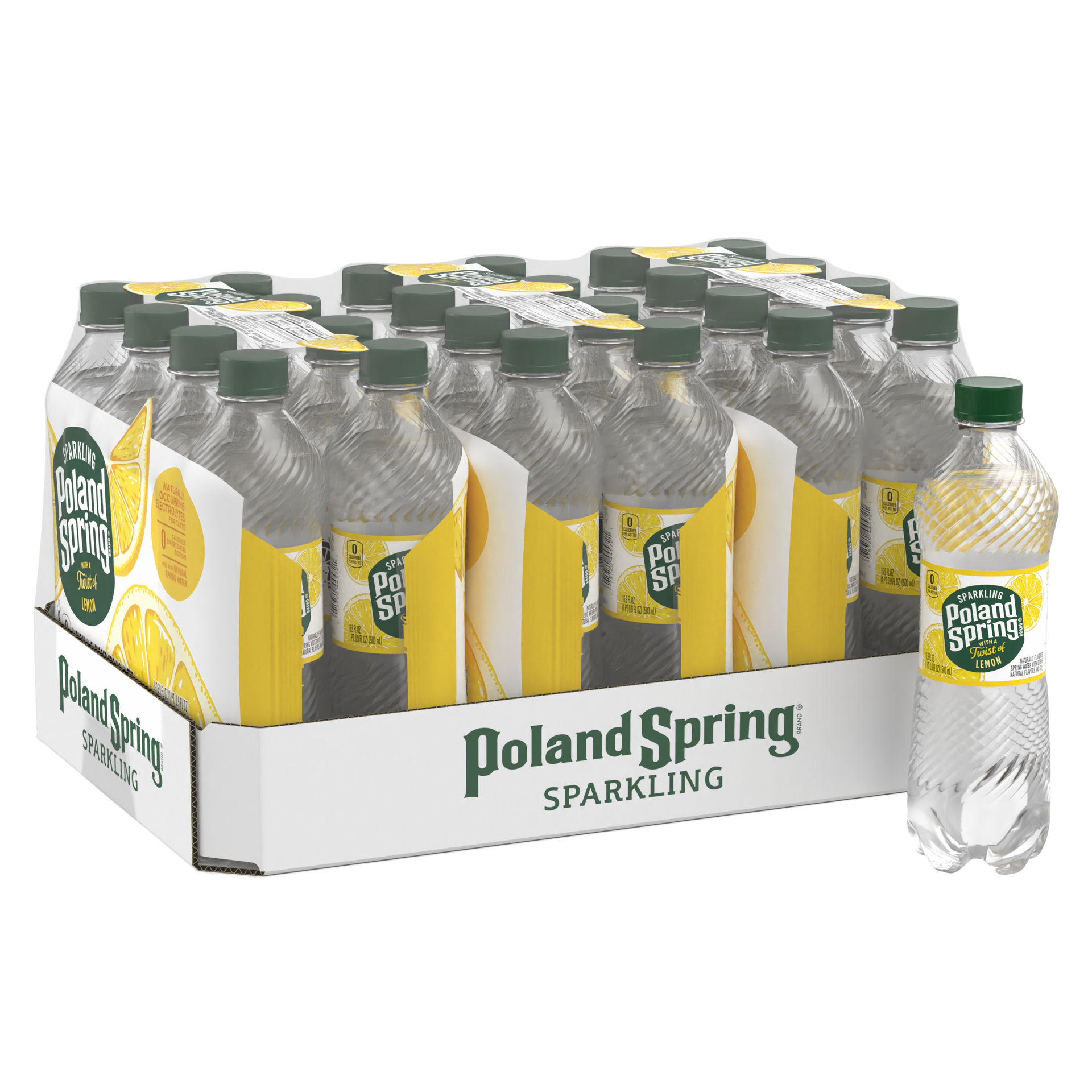 slide 3 of 5, Poland Spring Sparkling Water, Lively Lemon, 16.9 oz. Bottles (24 Count), 16.9 fl oz
