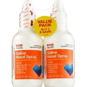 slide 1 of 1, CVS Health Saline Nasal Spray Twin Pack, 2 1.5 Oz Bottles, 2 ct; 1.5 fl oz