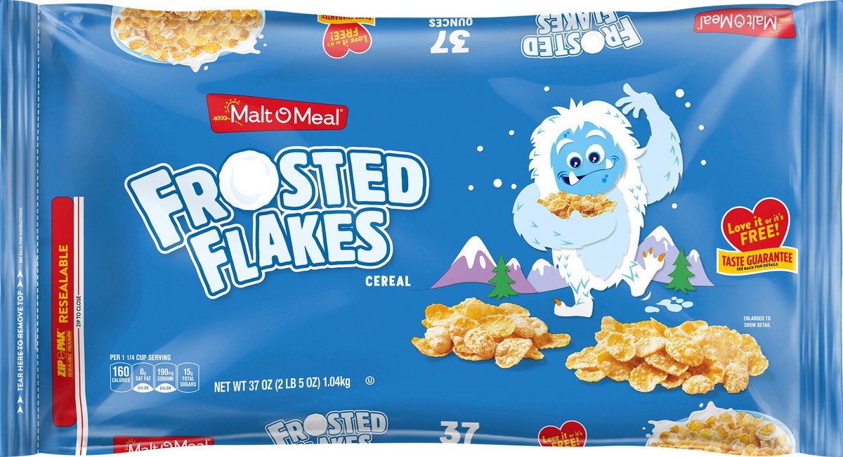 slide 3 of 7, Malt-O-Meal Frosted Flakes Cereal, Frosty Flakes Breakfast Cereal, 37 OZ Bag, 37 oz