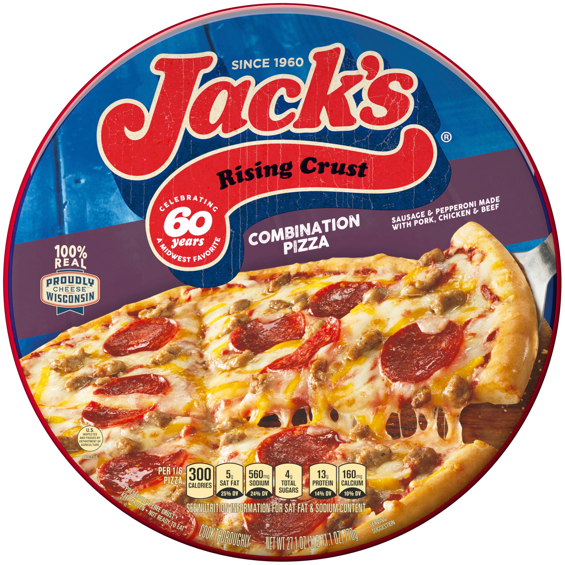 slide 1 of 1, Jack's Rising Crust Combination Frozen Pizza, 27.2 oz