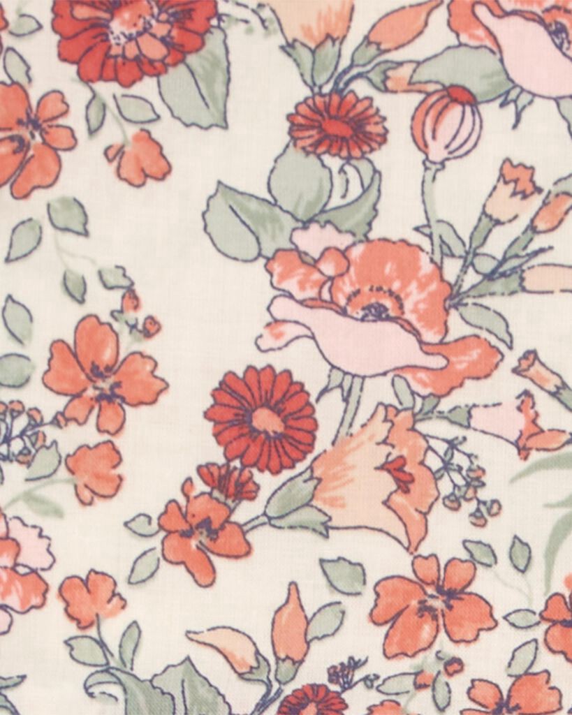 slide 3 of 3, Oshkosh Baby Floral Print Puff Sleeve Dress Cream 3M, 1 ct