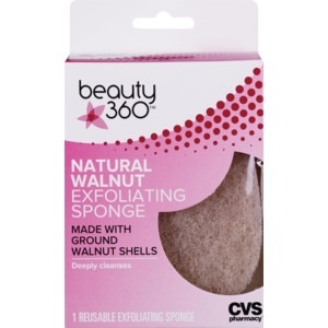 slide 1 of 1, Beauty 360 Natural Walnut Exfoliating Sponge, 1 ct