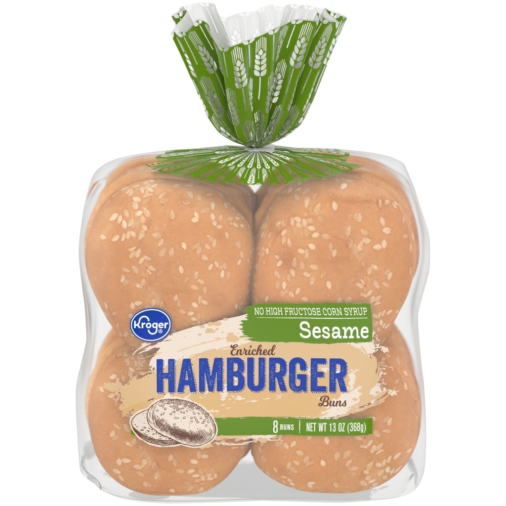 slide 1 of 1, Kroger Enriched Sesame Hamburger Buns, 13 oz