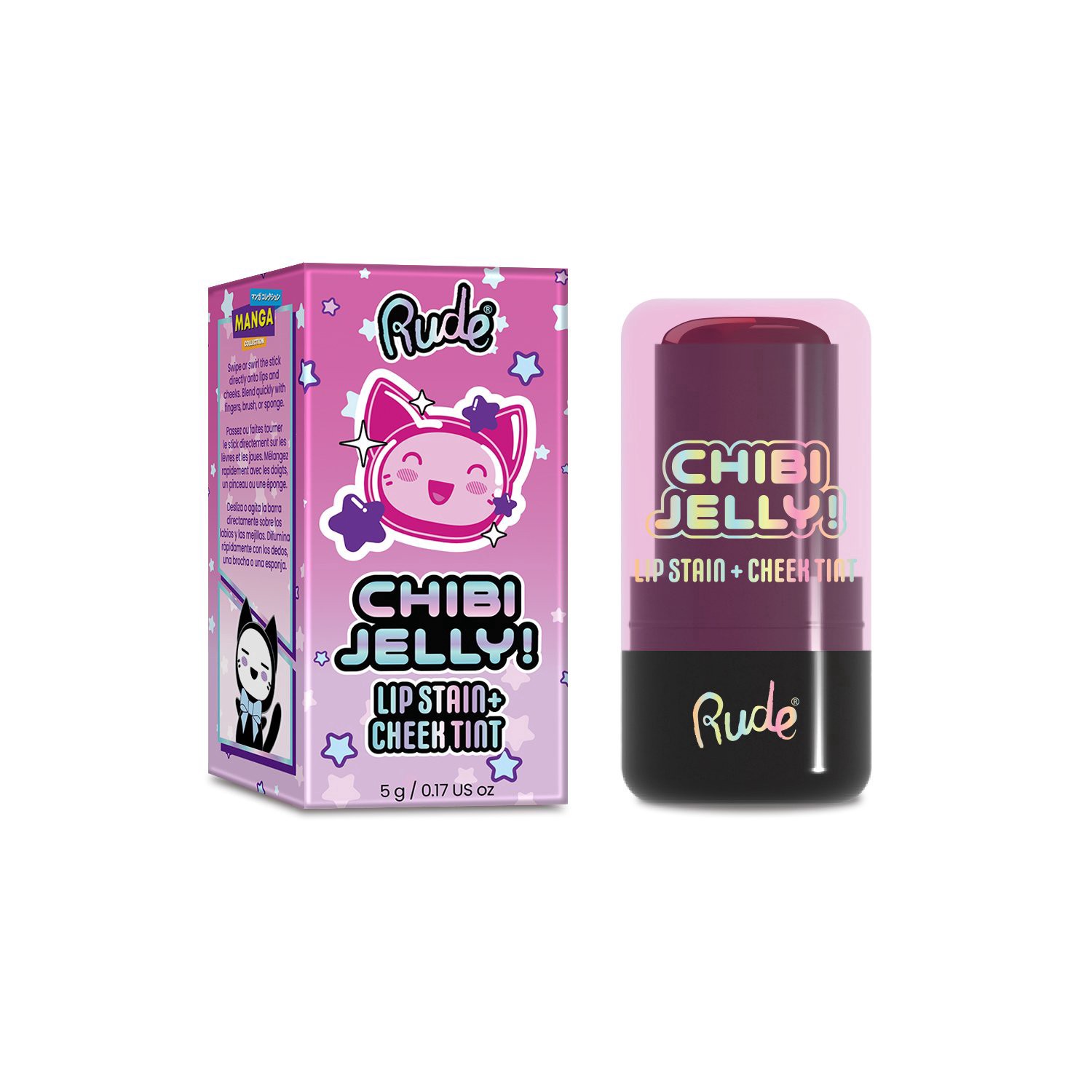 slide 1 of 1, Rude Cosmetics Chibi Jelly Lip Stain & Cheek Tint - Koneko, 1 ct