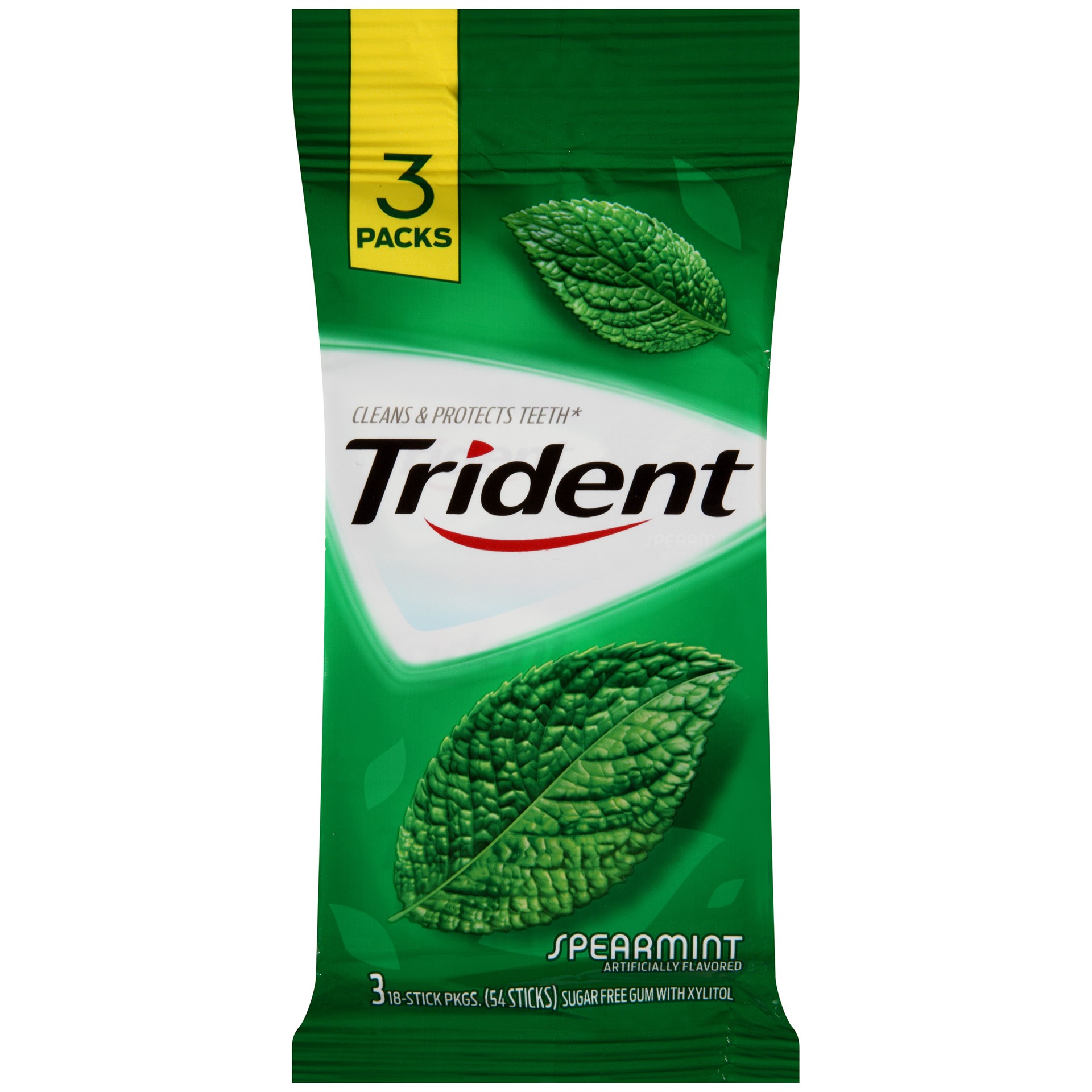 slide 1 of 6, 3Pk Trident Spearmint Envlp 54Pc, 0.01 lb