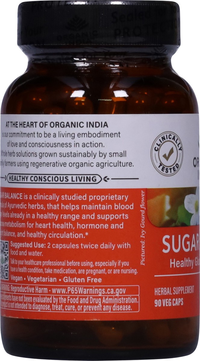 slide 8 of 13, Organic India Sugar Balance 90 Veg Caps, 90 ct