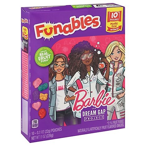 slide 1 of 1, Funables Barbie Fruit Snacks, 8 oz