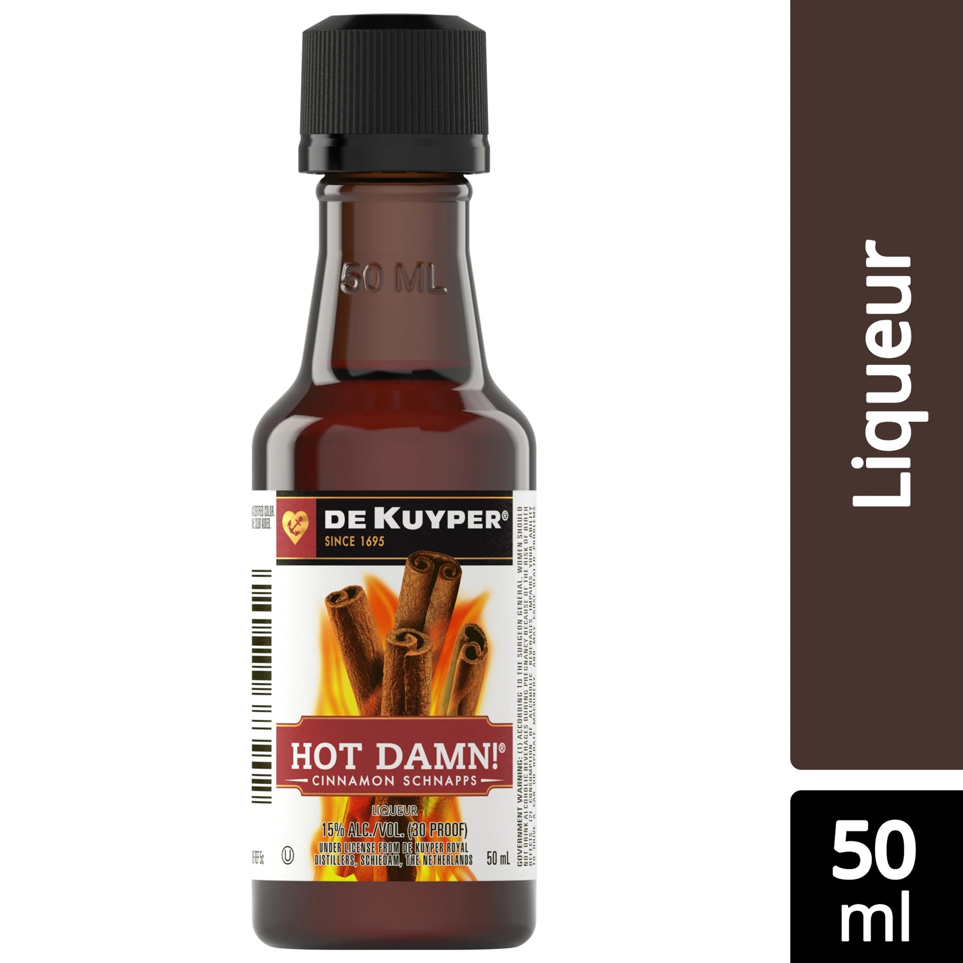 slide 1 of 4, DeKuyper Hot Damn! Cinnamon Schnapps Liqueur 50 ml, 50 ml