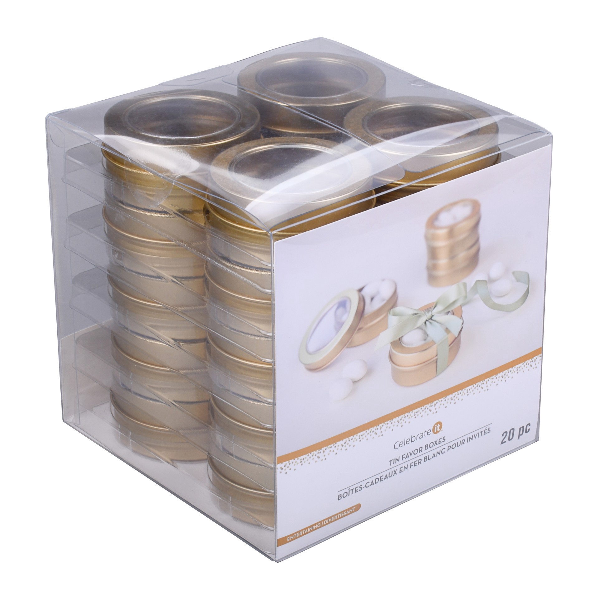 slide 6 of 6, 2.5" Gold Round Tin Favor Boxes, 20ct. By Celebrate It, 20 ct