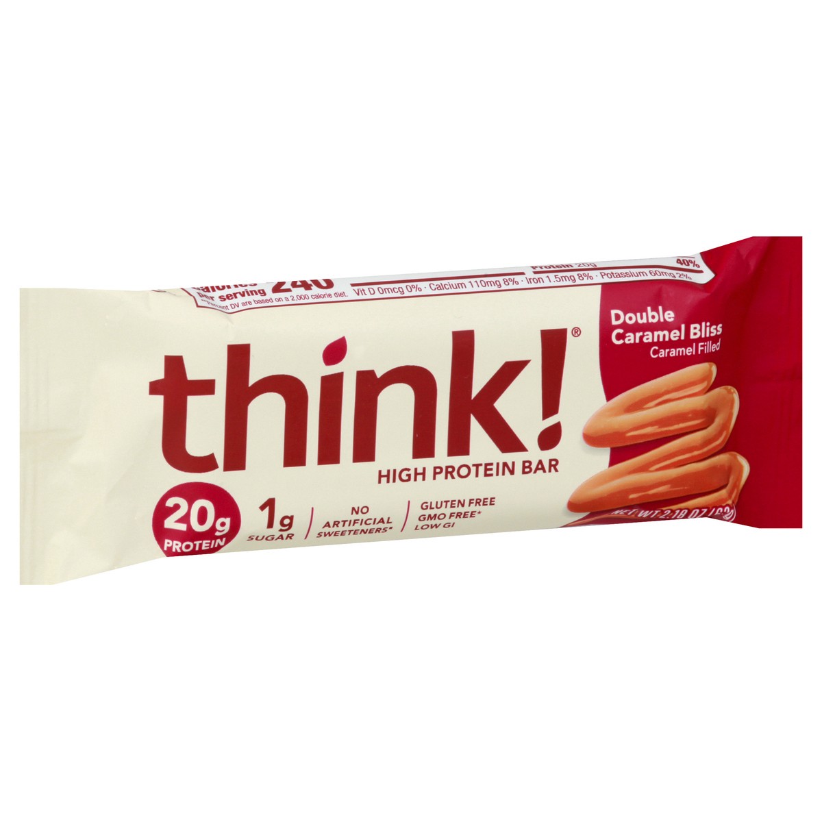 slide 2 of 9, think! Double Caramel Bliss High Protein Bar 2.18 oz, 2.18 oz