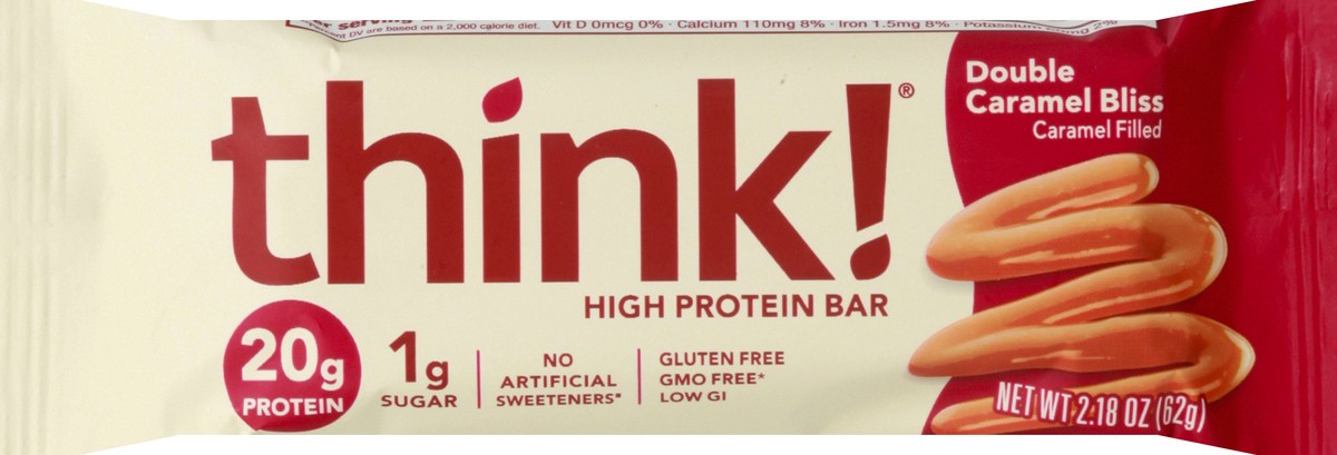 slide 6 of 9, think! Double Caramel Bliss High Protein Bar 2.18 oz, 2.18 oz