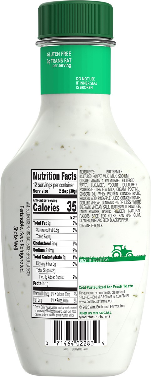 slide 3 of 9, Bolthouse Farms Cucumber Ranch Yogurt Dressing & Dip 12 fl oz, 12 fl oz